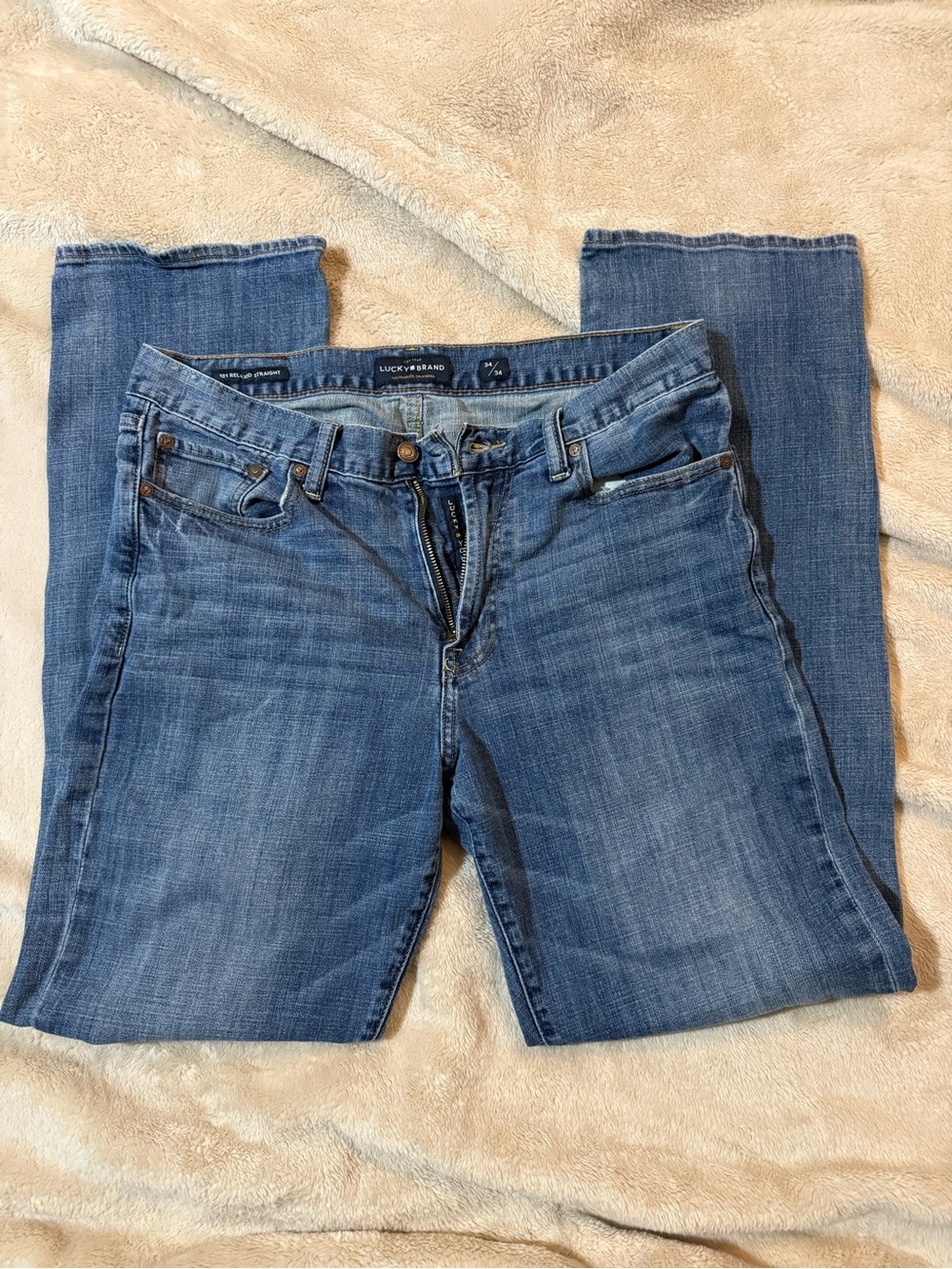 Lucky Brand Men’s 181 Relaxed Straight Jeans 34x34 Medium Wash Denim